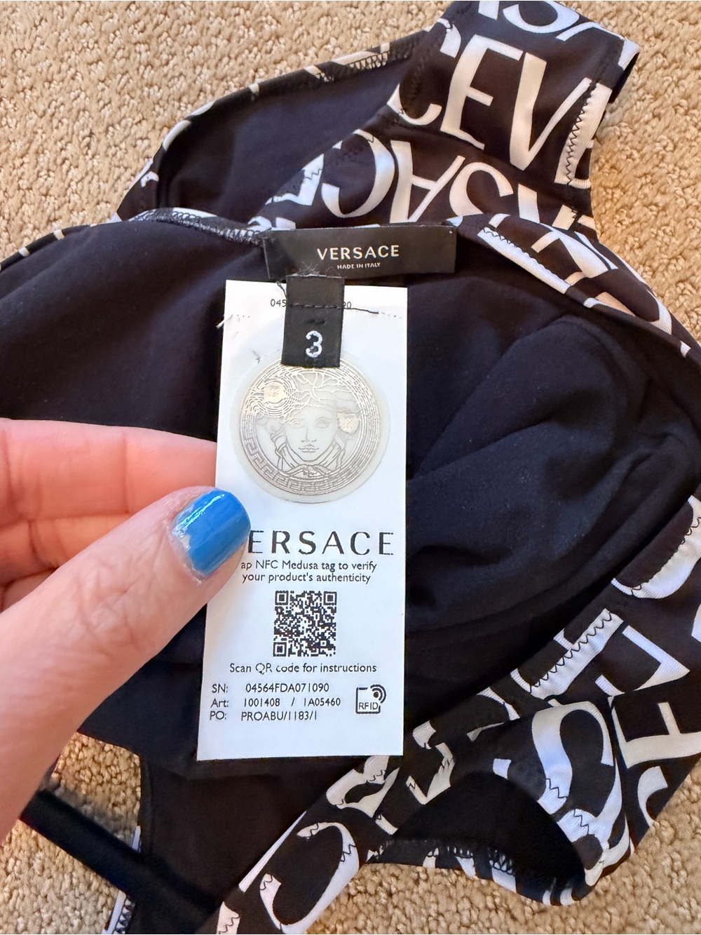 Versace all-over logo print one-piece Size 3 - Picture 11 of 16